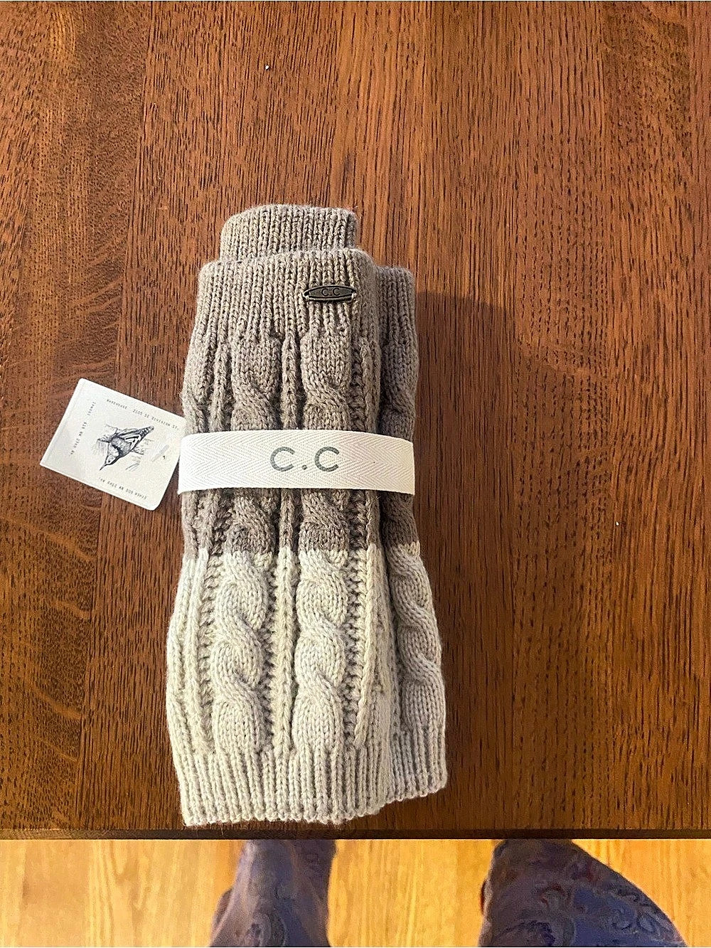 C.C Cable Knit Boot Cuffs in Brown & Cream